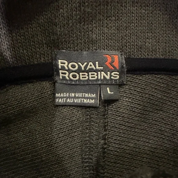 ROYAL ROBBINS MENS Sweater Pullover Quarter Zip Mock‎ Neck Two Tone Gray L